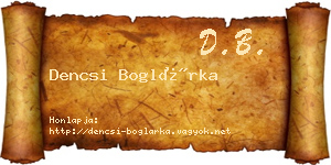Dencsi Boglárka névjegykártya
