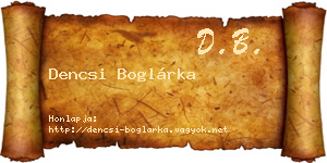 Dencsi Boglárka névjegykártya